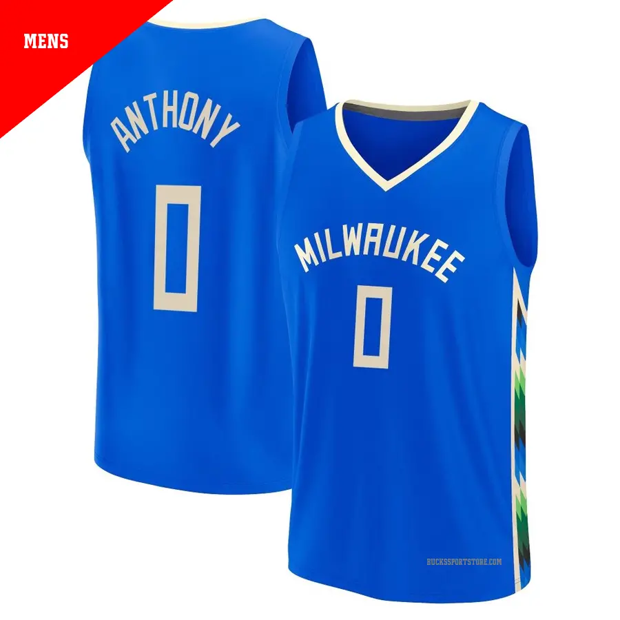 ＃0 Men's Cole Anthony Milwaukee Bucks 2022/23 Fast Break Royal City Edition Jersey