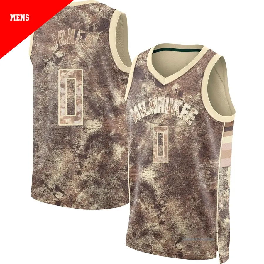 ＃0 Men's Kam Jones Milwaukee Bucks Brown Swingman Select Series Jersey