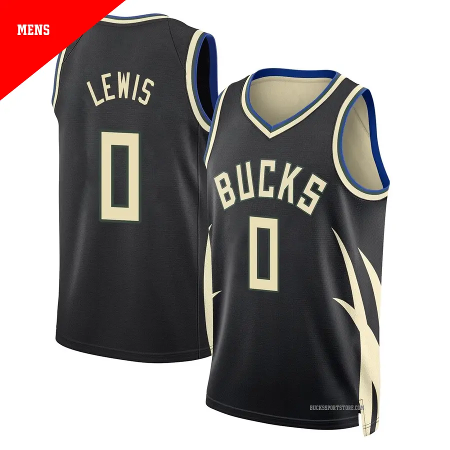 ＃0 Men's Malique Lewis Milwaukee Bucks 2022/23 Swingman Black Statement Edition Jersey