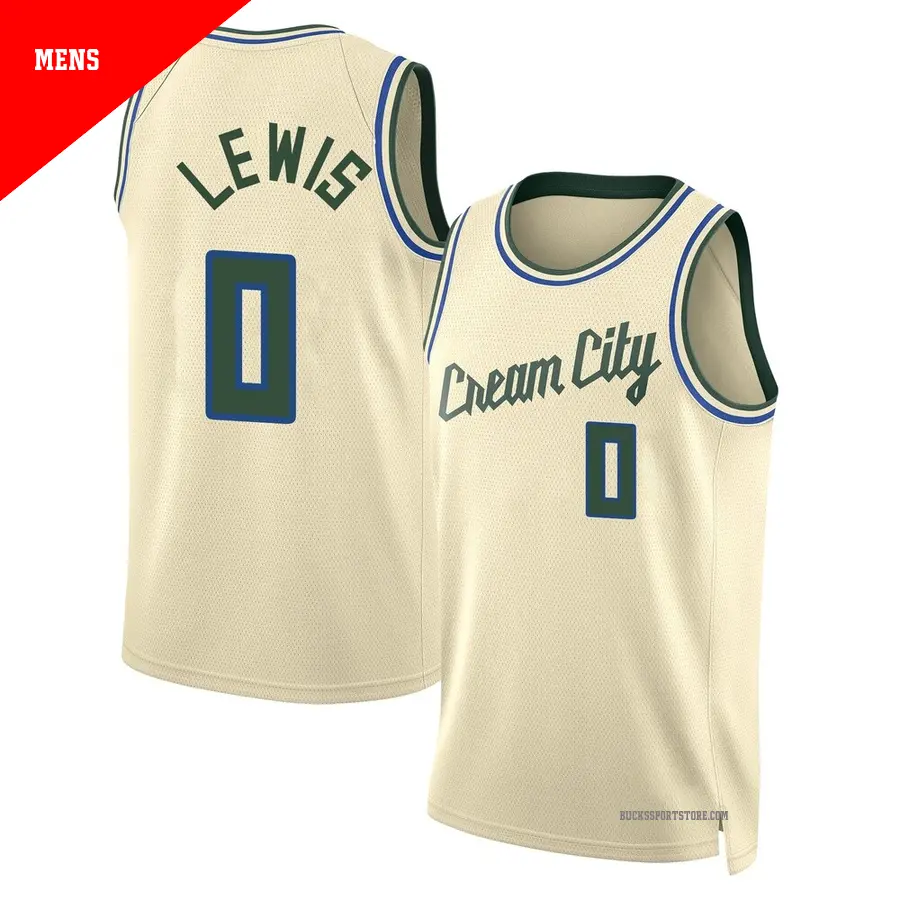 ＃0 Men's Malique Lewis Milwaukee Bucks 2025/26 Swingman Cream City Edition Jersey
