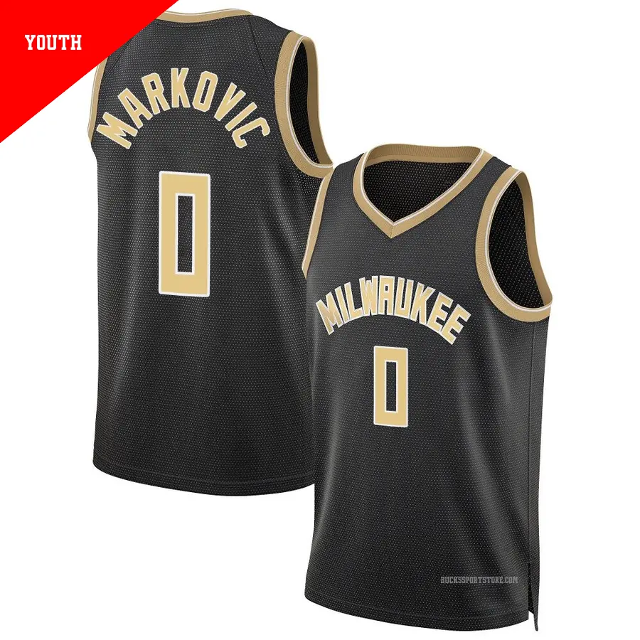 ＃0 Youth Bogoljub Markovic Milwaukee Bucks Black Swingman Select Series Jersey