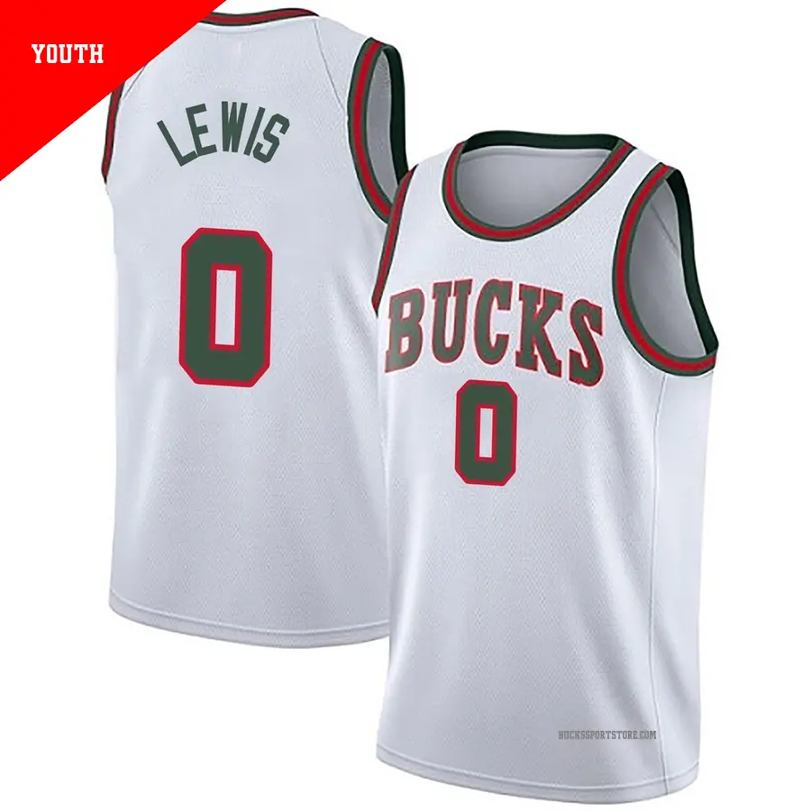 ＃0 Youth Malique Lewis Milwaukee Bucks White Swingman Fashion Hardwood Classics Jersey