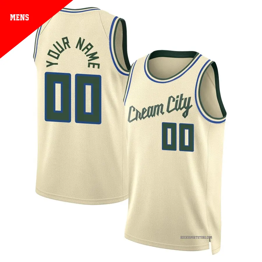 00 Men's Custom Milwaukee Bucks 2025/26 Swingman Cream City Edition Jersey