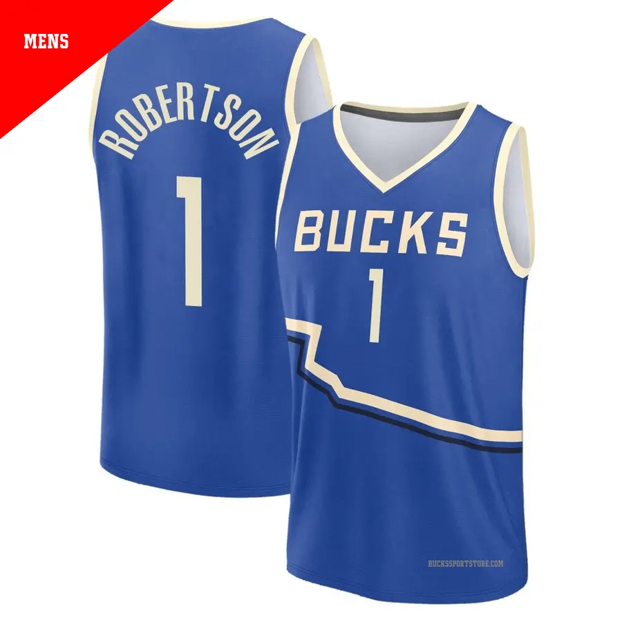 ＃1 Men's Oscar Robertson Milwaukee Bucks 2024/25 Fast Break Fanatics Royal City Edition Jersey