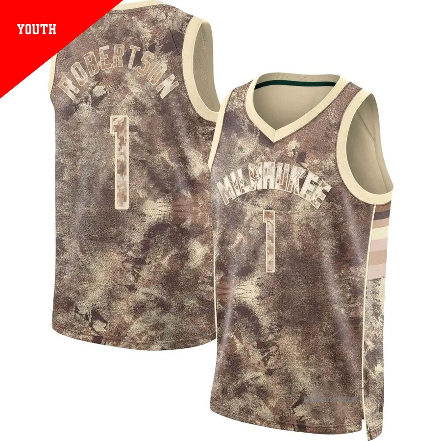 ＃1 Youth Oscar Robertson Milwaukee Bucks Brown Swingman Select Series Jersey
