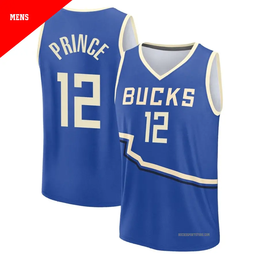 ＃12 Men's Taurean Prince Milwaukee Bucks 2024/25 Fast Break Fanatics Royal City Edition Jersey