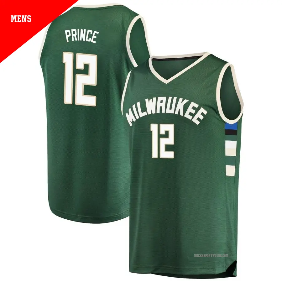 ＃12 Men's Taurean Prince Milwaukee Bucks Green Fast Break JerseyIcon Edition
