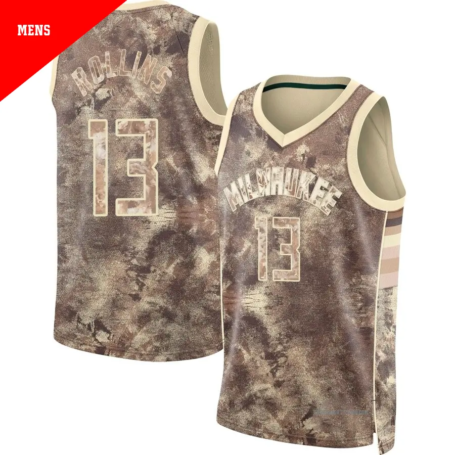 ＃13 Men's Ryan Rollins Milwaukee Bucks Brown Swingman Select Series Jersey