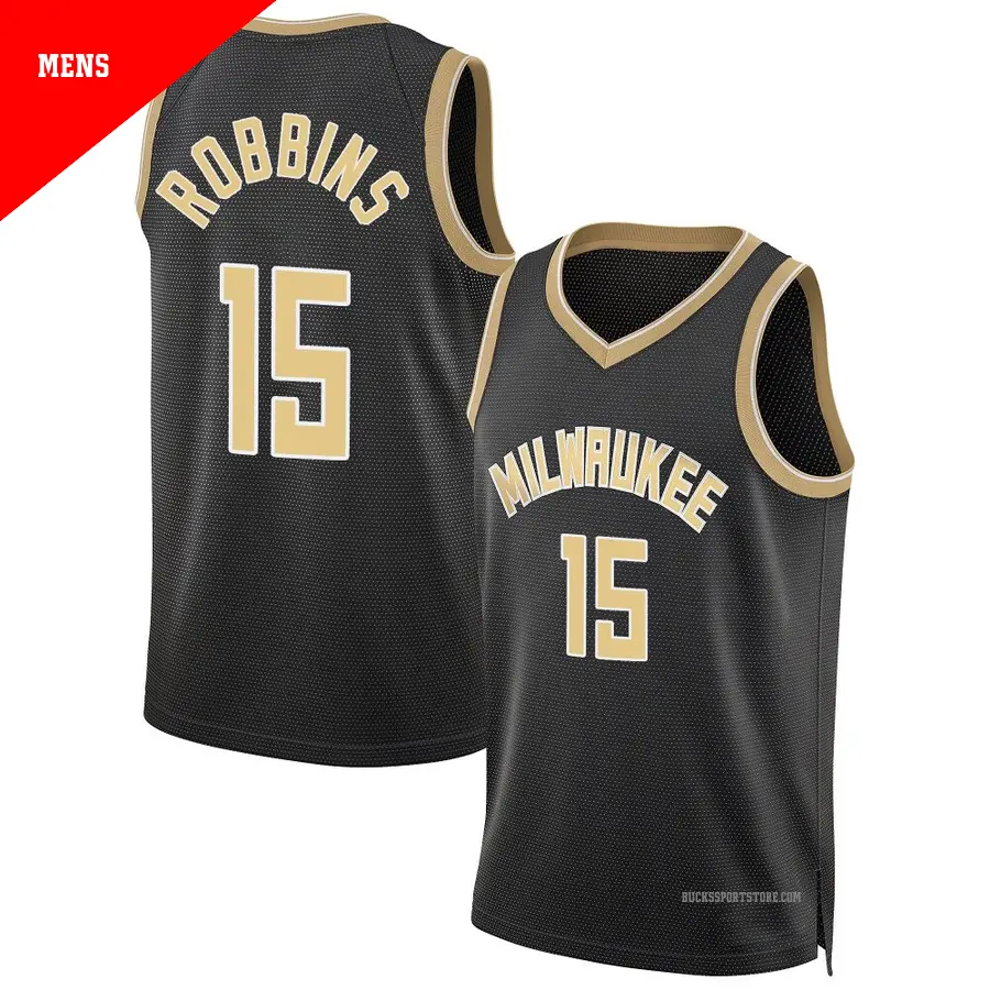 ＃15 Men's Liam Robbins Milwaukee Bucks Black Swingman Select Series Jersey
