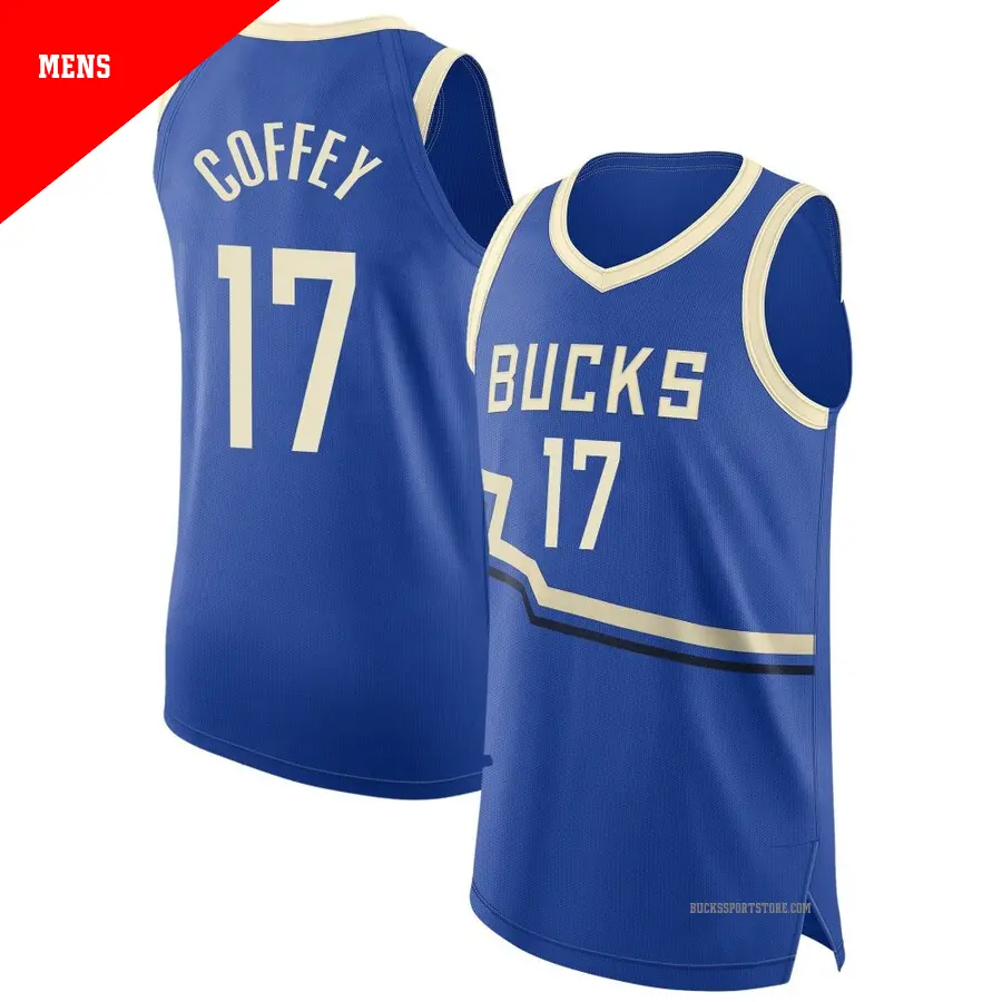 ＃17 Men's Amir Coffey Milwaukee Bucks 2024/25 Authentic Royal City Edition Jersey