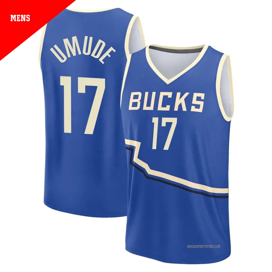 ＃17 Men's Stanley Umude Milwaukee Bucks 2024/25 Fast Break Fanatics Royal City Edition Jersey