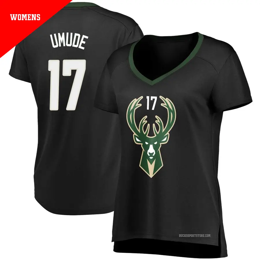 ＃17 Women's Stanley Umude Milwaukee Bucks Black Fast Break JerseyStatement Edition