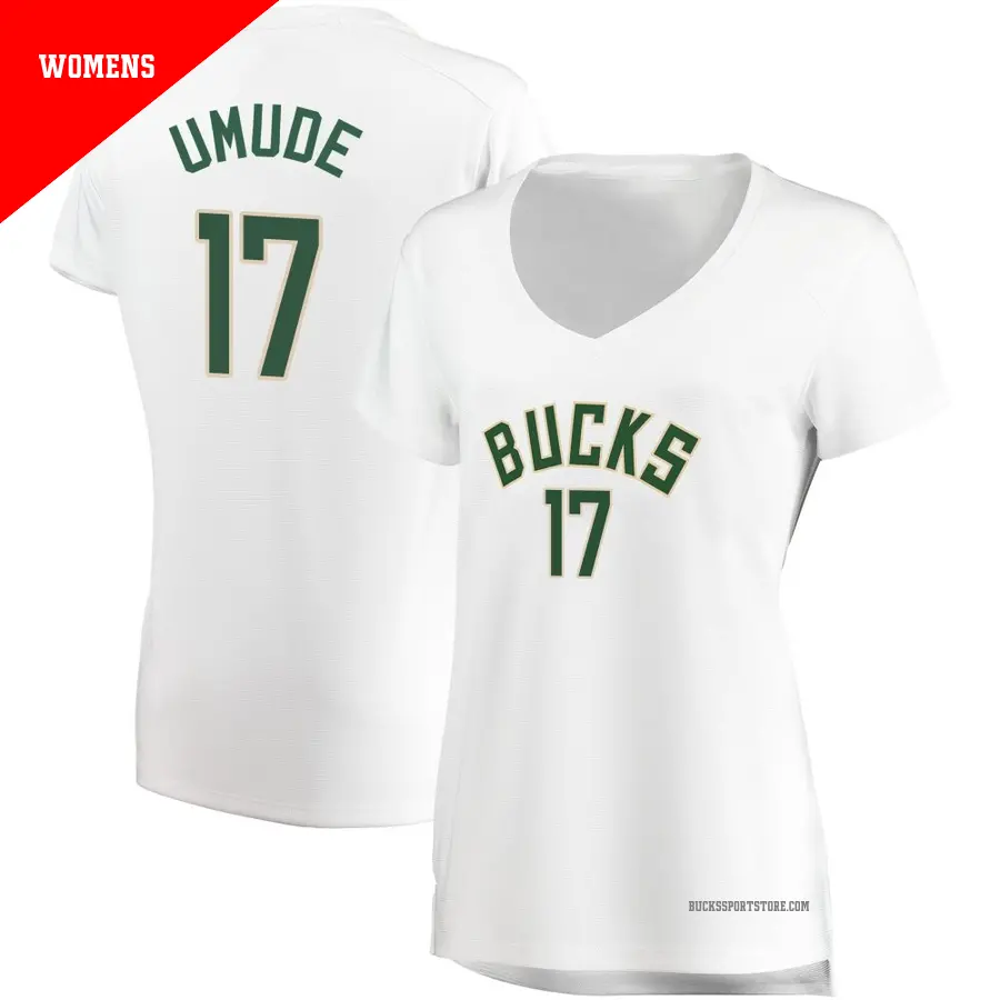 ＃17 Women's Stanley Umude Milwaukee Bucks White Fast Break JerseyAssociation Edition