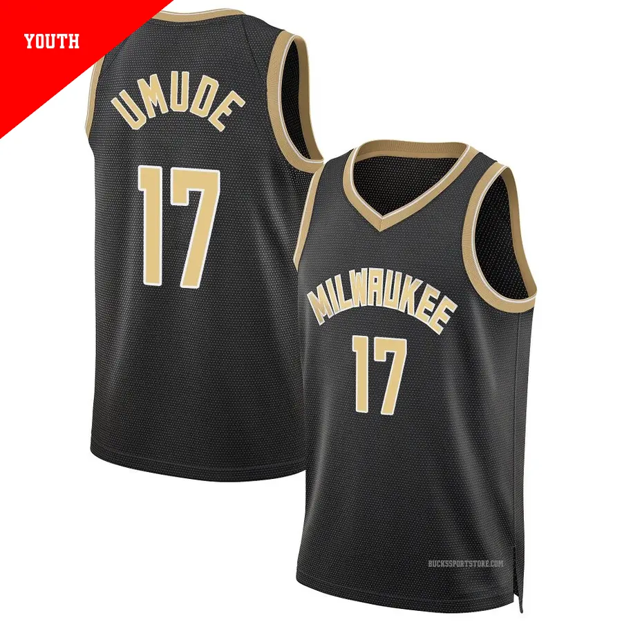 ＃17 Youth Stanley Umude Milwaukee Bucks Black Swingman Select Series Jersey