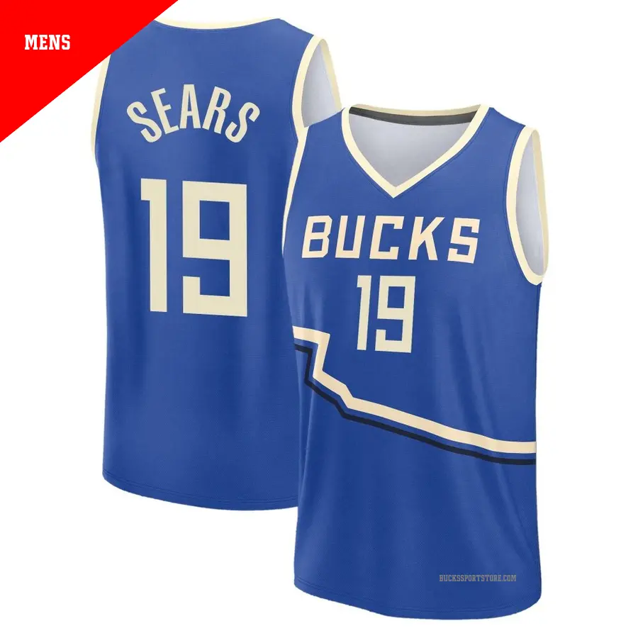 ＃19 Men's Mark Sears Milwaukee Bucks 2024/25 Fast Break Fanatics Royal City Edition Jersey