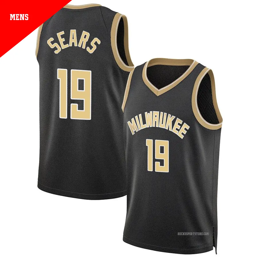 ＃19 Men's Mark Sears Milwaukee Bucks Black Swingman Select Series Jersey