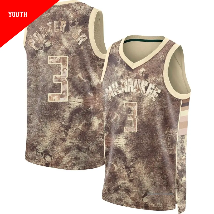 ＃3 Youth Kevin Porter Jr. Milwaukee Bucks Brown Swingman Select Series Jersey