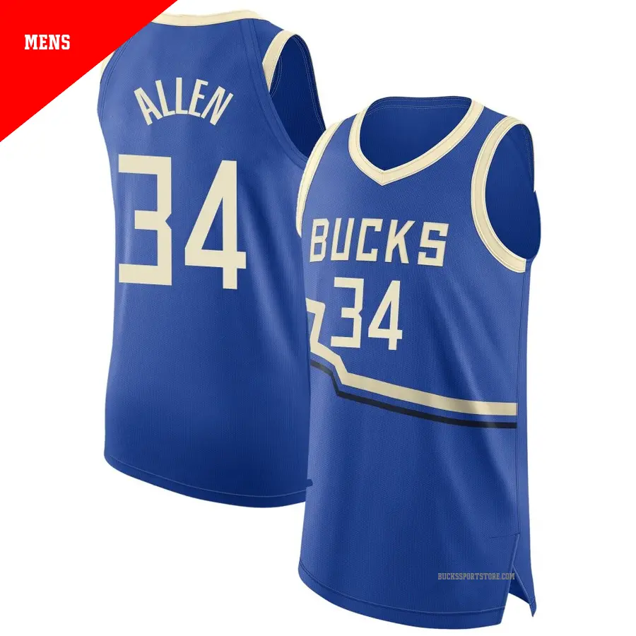 ＃34 Men's Ray Allen Milwaukee Bucks 2024/25 Authentic Royal City Edition Jersey