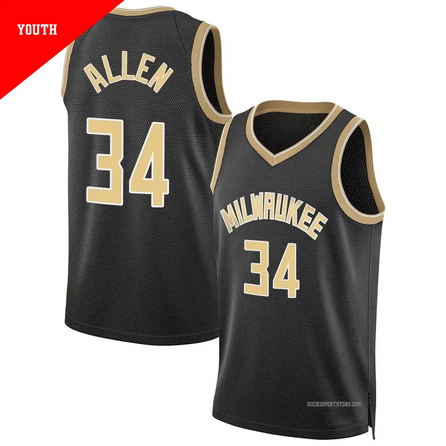 ＃34 Youth Ray Allen Milwaukee Bucks Black Swingman Select Series Jersey