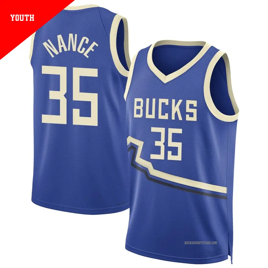 ＃35 Youth Pete Nance Milwaukee Bucks 2024/25 Swingman Royal City Edition Jersey