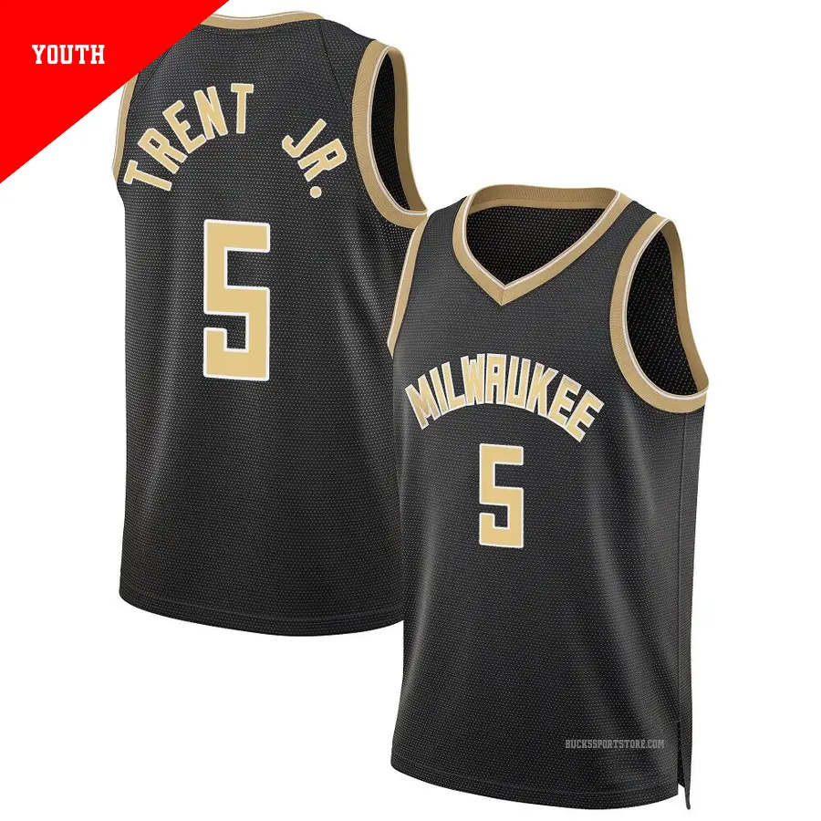 ＃5 Youth Gary Trent Jr. Milwaukee Bucks Black Swingman Select Series Jersey