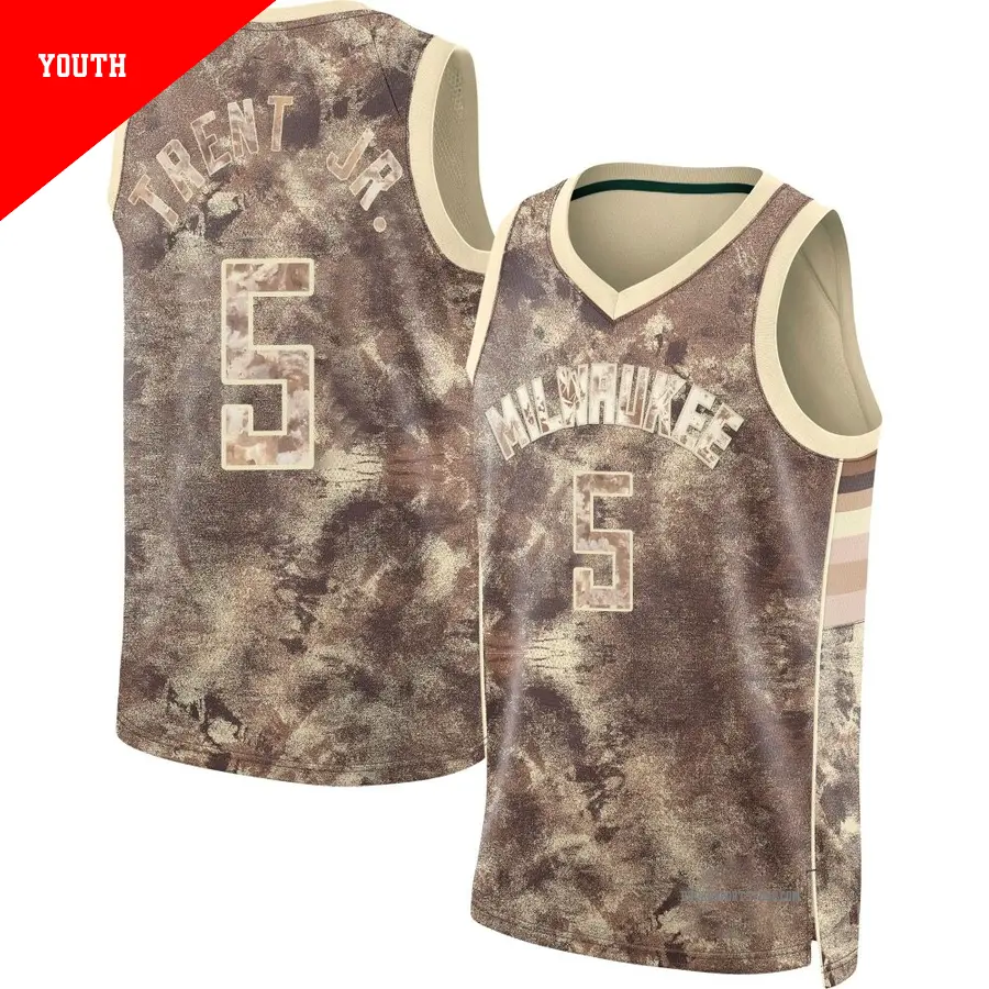 ＃5 Youth Gary Trent Jr. Milwaukee Bucks Brown Swingman Select Series Jersey