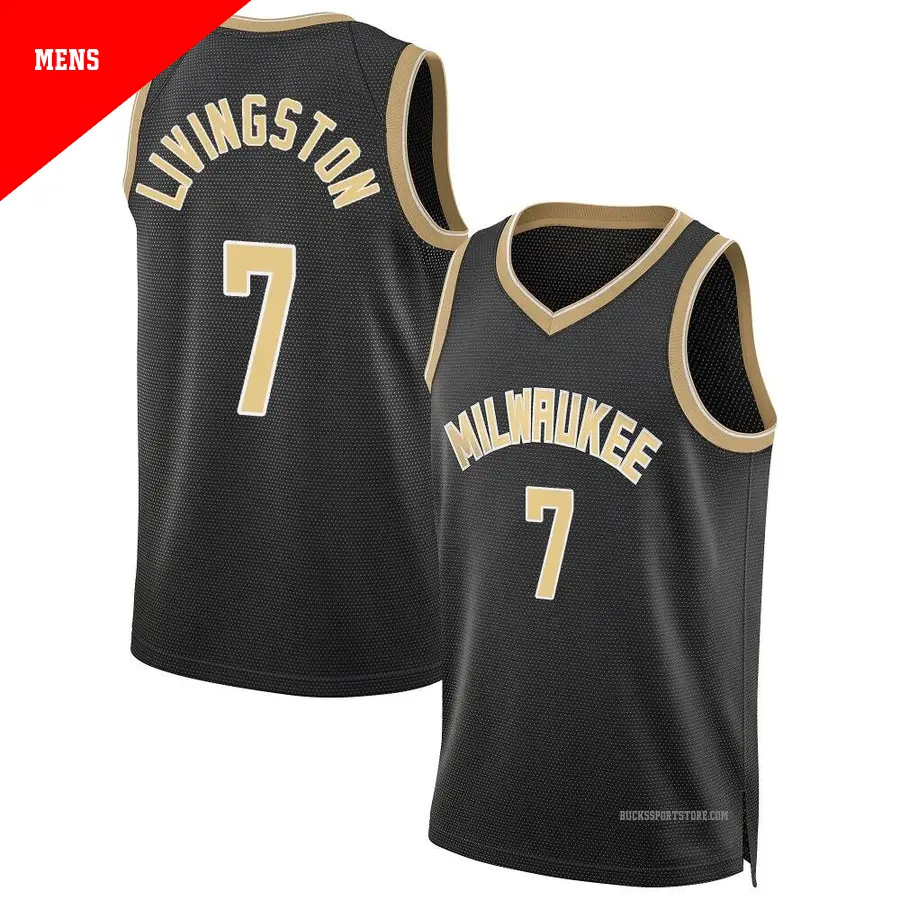 ＃7 Men's Chris Livingston Milwaukee Bucks Black Swingman Select Series Jersey