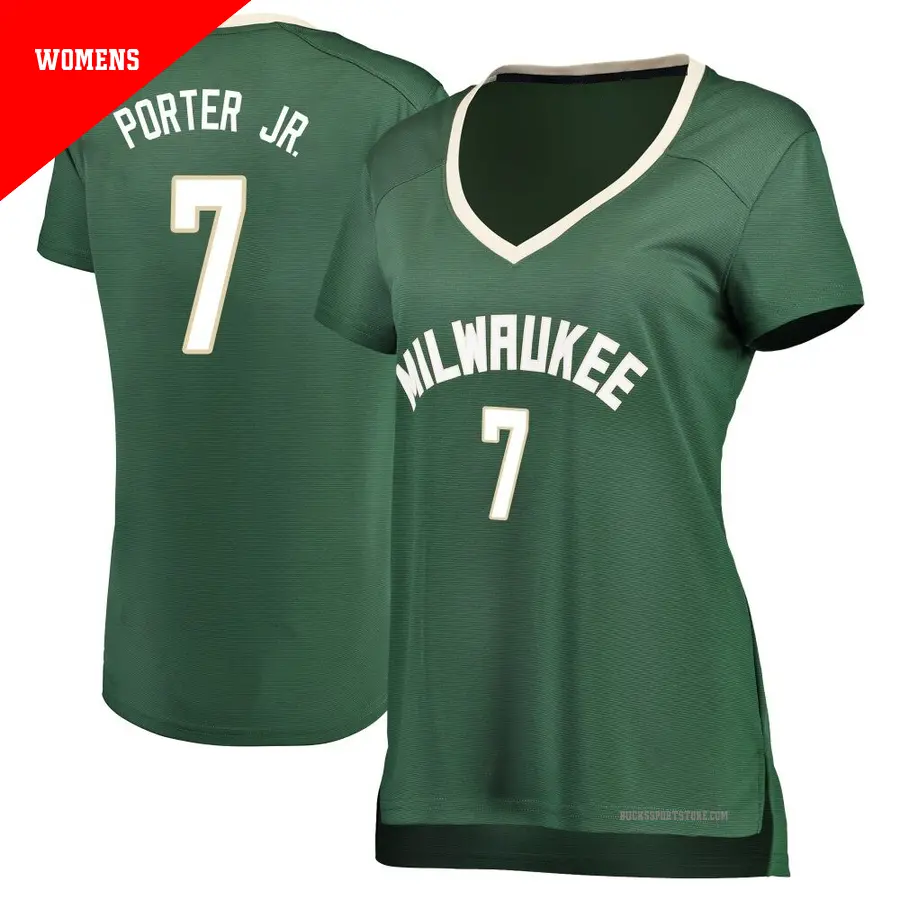 ＃7 Women's Kevin Porter Jr. Milwaukee Bucks Green Fast Break Jersey Icon Edition