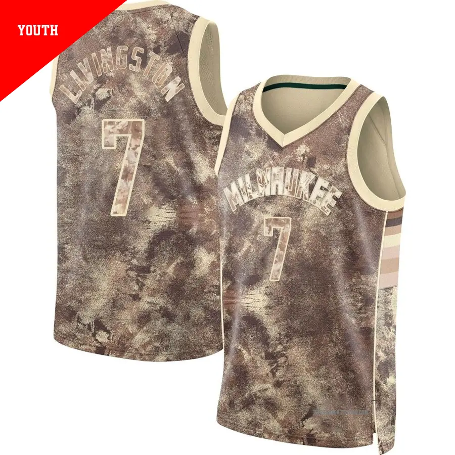＃7 Youth Chris Livingston Milwaukee Bucks Brown Swingman Select Series Jersey