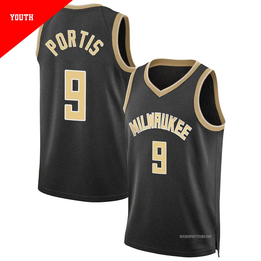 ＃9 Youth Bobby Portis Milwaukee Bucks Black Swingman Select Series Jersey