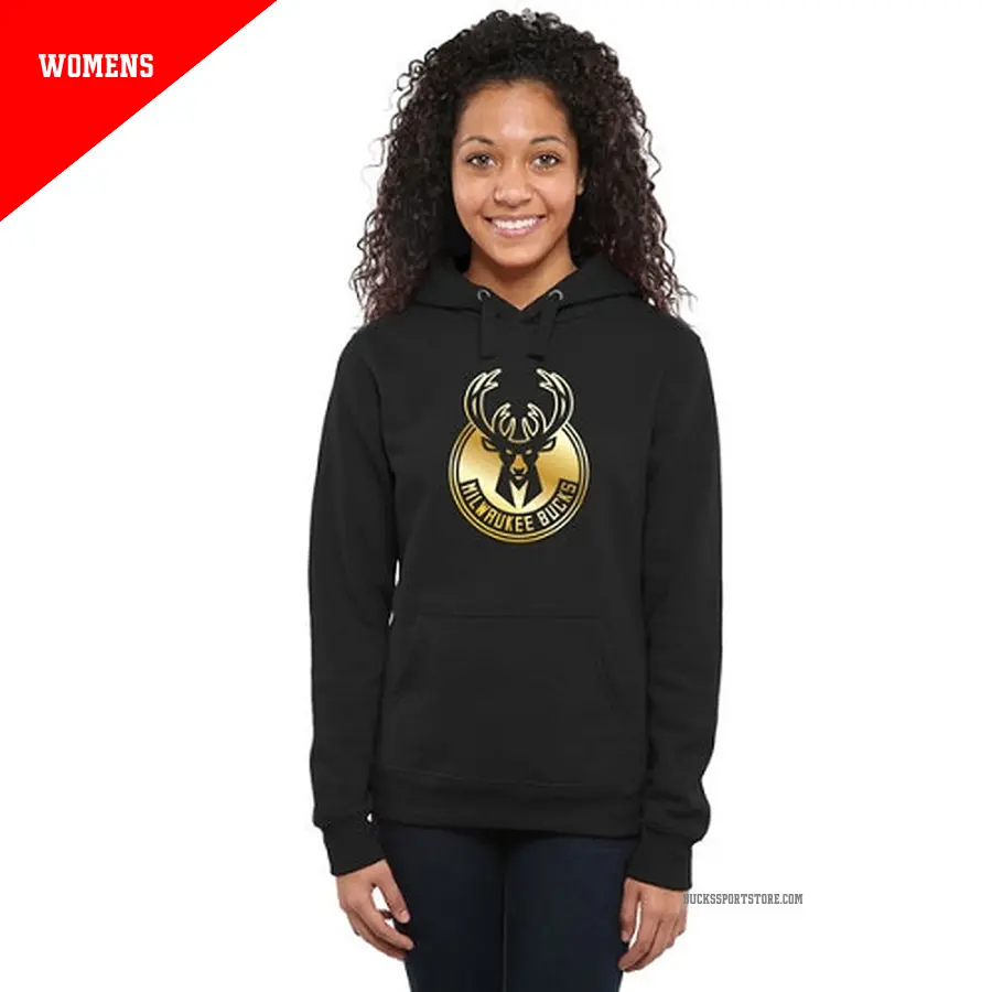 Women's Milwaukee Bucks Gold Collection Ladies Pullover HoodieBlack